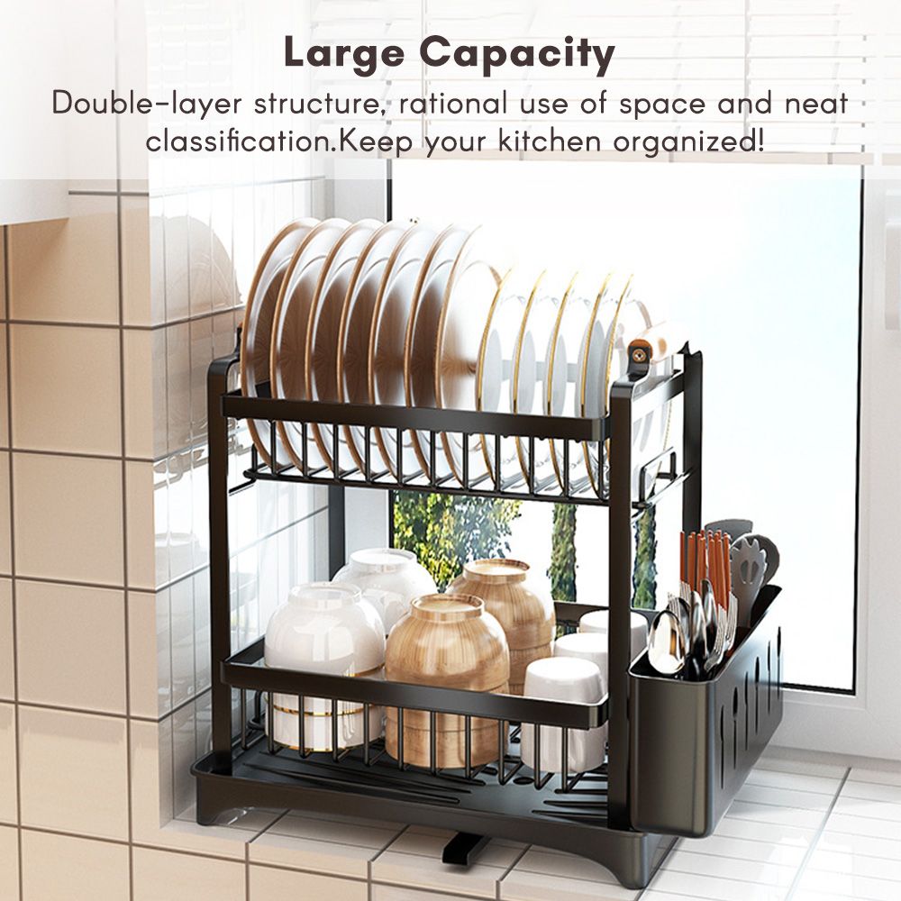 Dish Drying Rack Dish Drainer Set 3-Tier Dish Racks