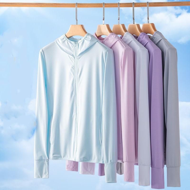 UPF50  Sun Protection jacket women Ice Silk Hooded Coat for Summer Air Conditioning Clothing Breathable Solid Color