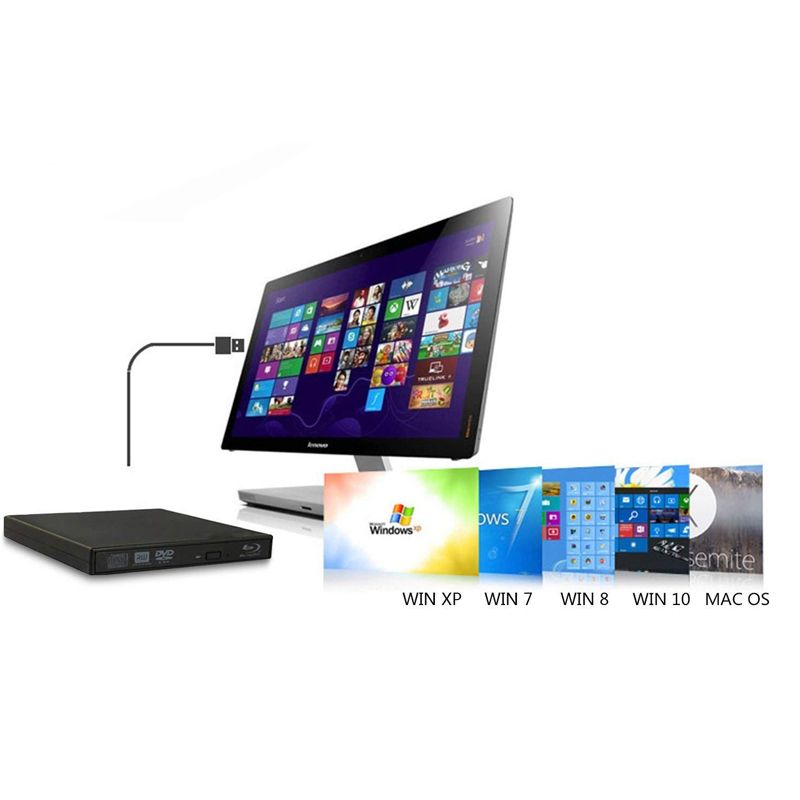 Bluray Player External USB 2.0 DVD Drive Blu-ray 3D 25G 50G BD-R BD-ROM CD/DVD RW Burner Writer Recorder For Laptop Computer PC