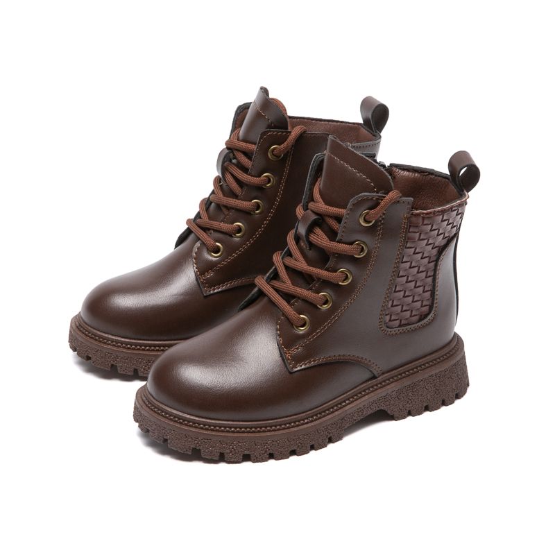 Children's Outdoor Non-slip Leather Martin Boots Hiking Boots-Brown