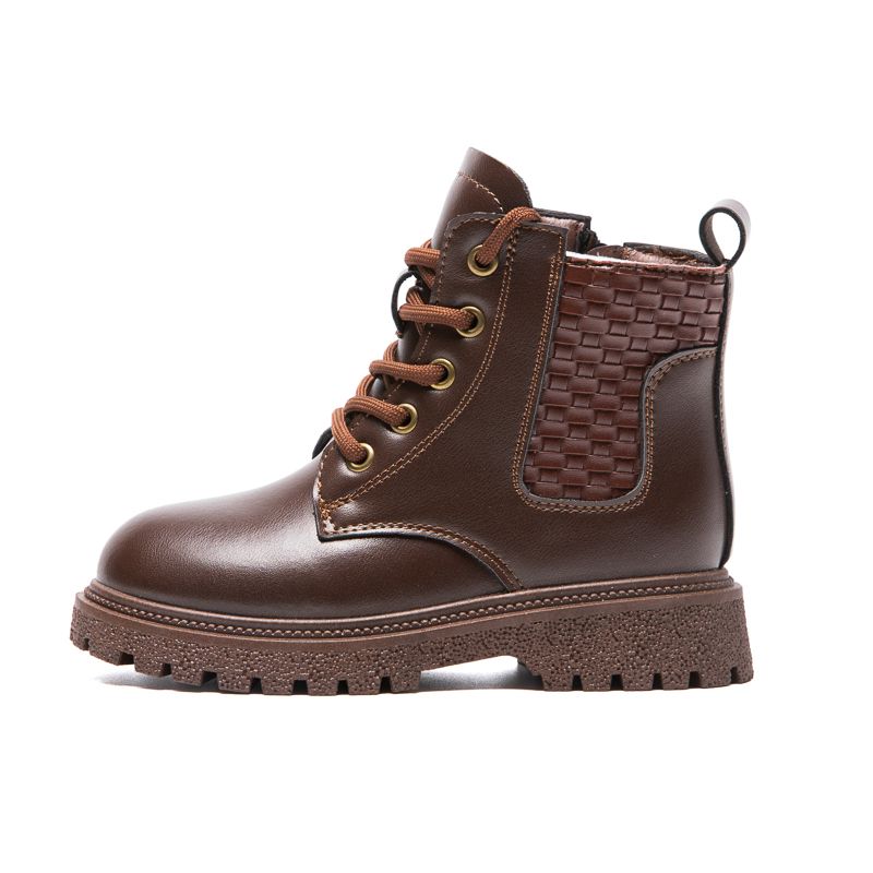 Children's Outdoor Non-slip Leather Martin Boots Hiking Boots-Brown