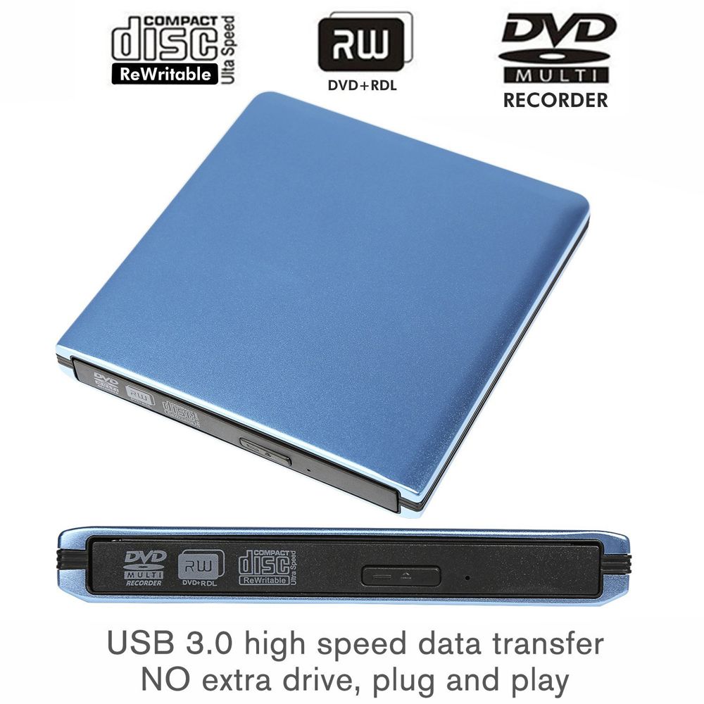 For Laptop PC Win XP/7/8/10 HP ASUS USB 3.0 External DVD Player 8X DVD-ROM Combo Reader 24X CD-R Burner Slim Optical Drive