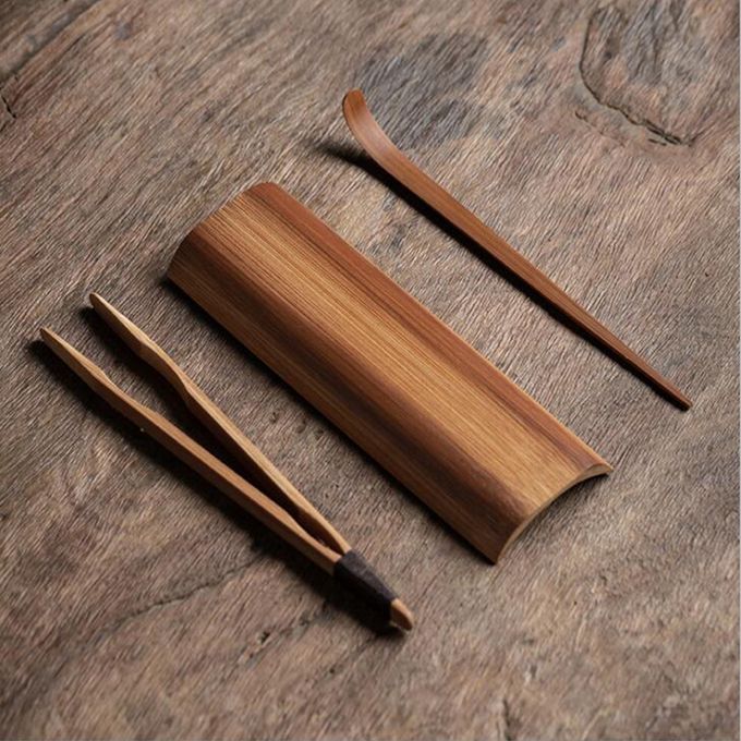 3pcs/ Set Bamboo  Teaspoon Clip Spoon Gongfu Ceremony Utensils