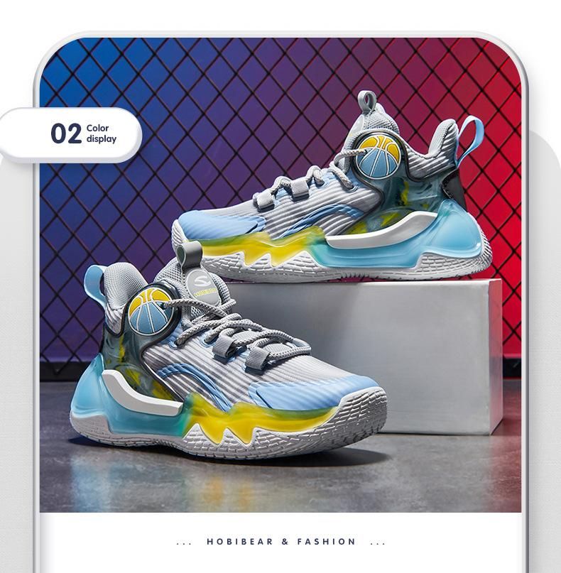 Boys Basketball Shoes Breathable Sneakers Blue
