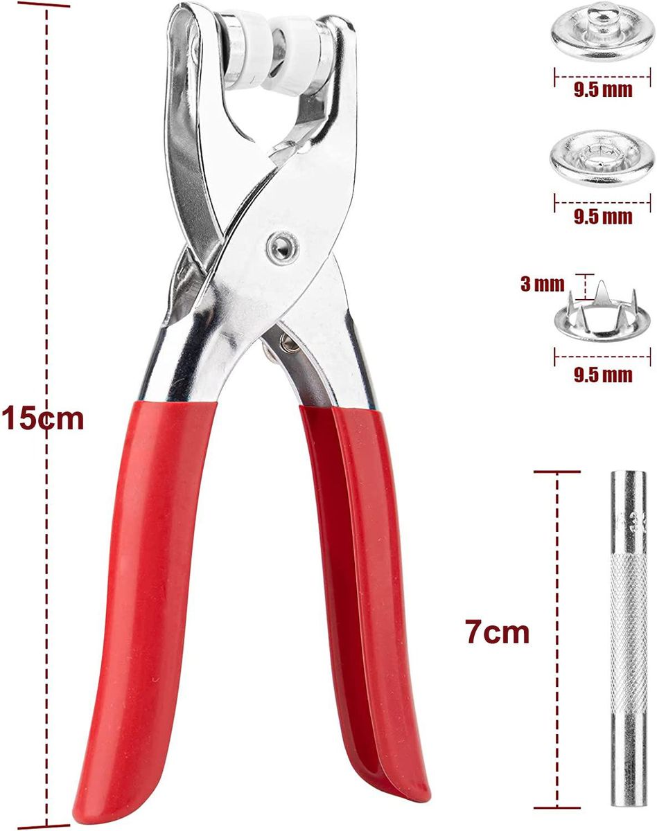 200 Sets Metal Snaps Buttons with Fastener Pliers Press Tool Kit Perfect for DIY