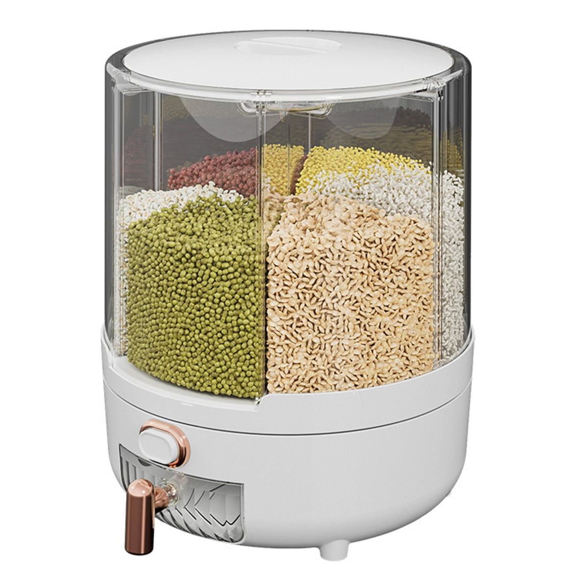 Rice Can 6-Compartment Dry Food Dispenser