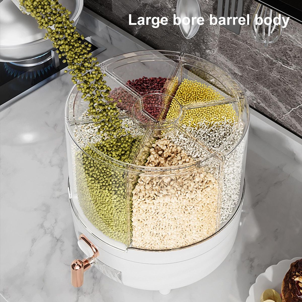 Rice Can 6-Compartment Dry Food Dispenser