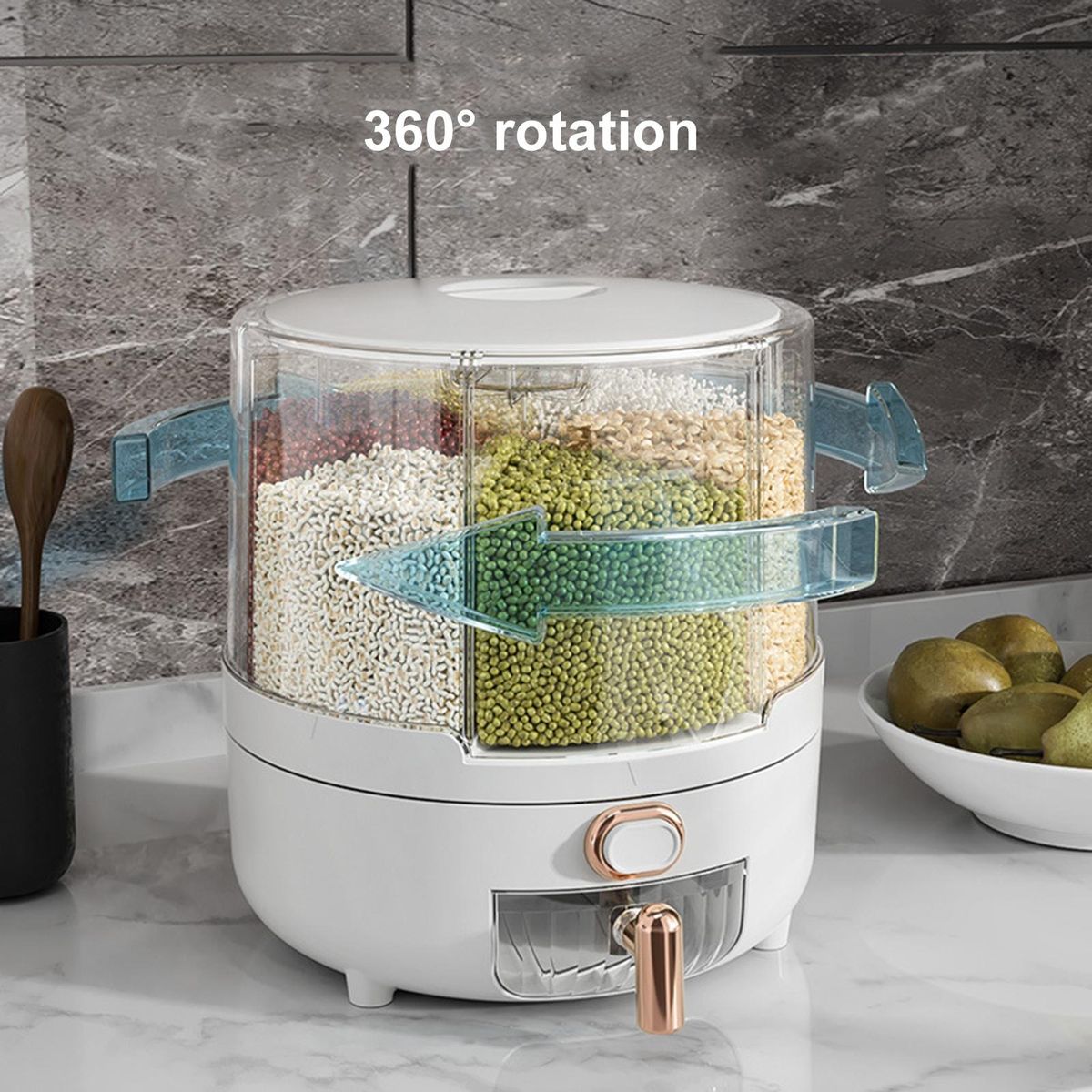 Rice Can 6-Compartment Dry Food Dispenser