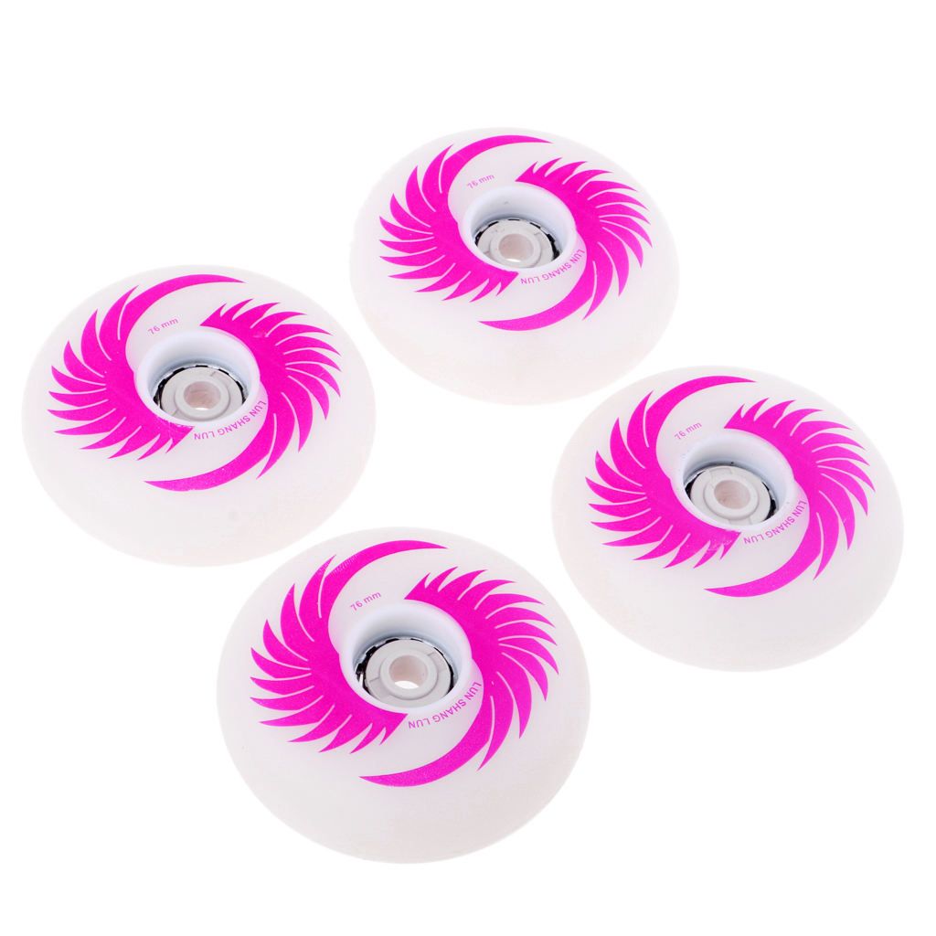4pcs PU  Skates Wheels For Roller Inline 76mm Pink