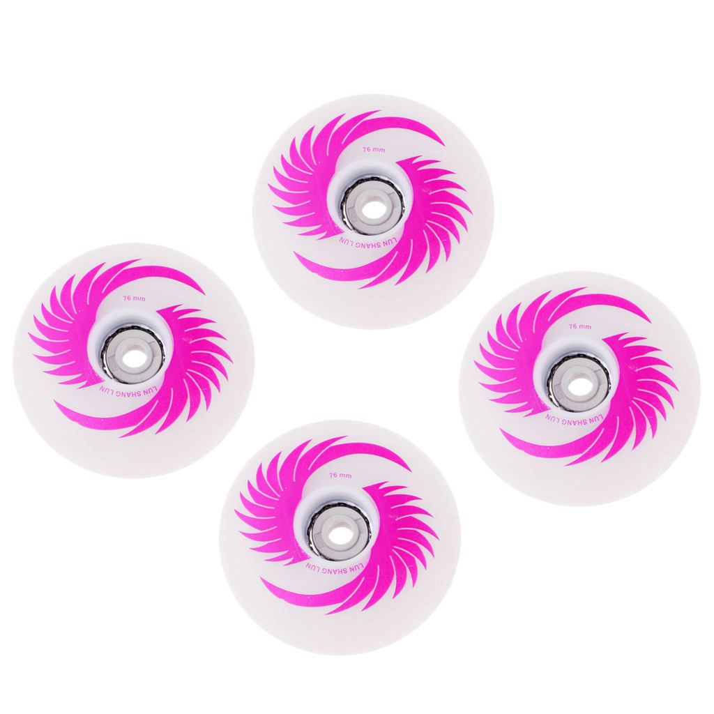 4pcs PU  Skates Wheels For Roller Inline 76mm Pink