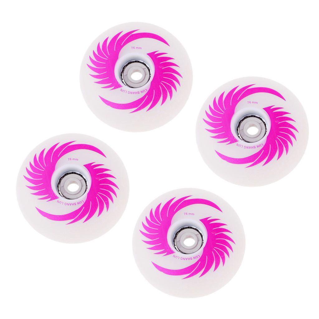 4pcs PU  Skates Wheels For Roller Inline 76mm Pink
