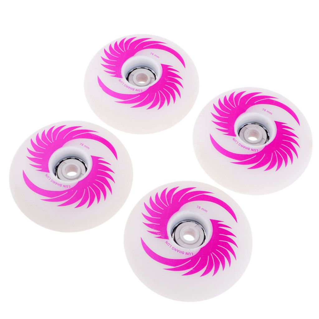 4pcs PU  Skates Wheels For Roller Inline 76mm Pink