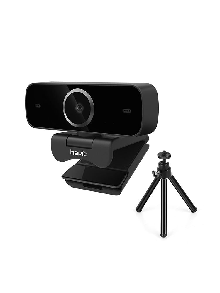 HAVIT 1080P Full HD USB Webcam W/ Microphone Tripod HD Web Camera For PC Computer Mac Laptop Desktop Conference Game Mini Camera C1096