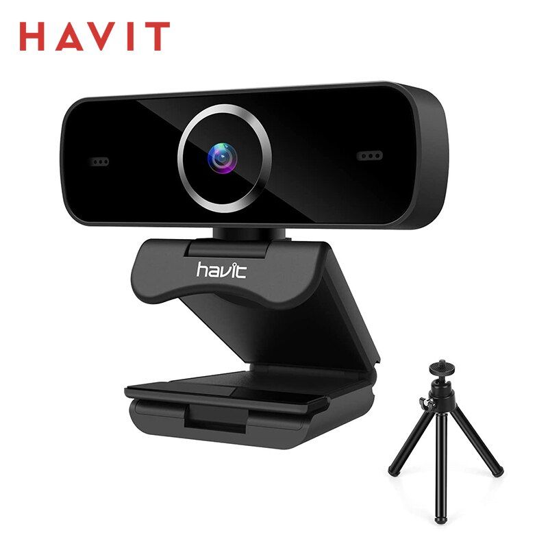 HAVIT 1080P Full HD USB Webcam W/ Microphone Tripod HD Web Camera For PC Computer Mac Laptop Desktop Conference Game Mini Camera C1096
