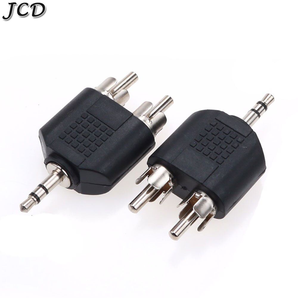JCD 3.5mm Audio Stereo Jack Male To 2 RCA Female Female To