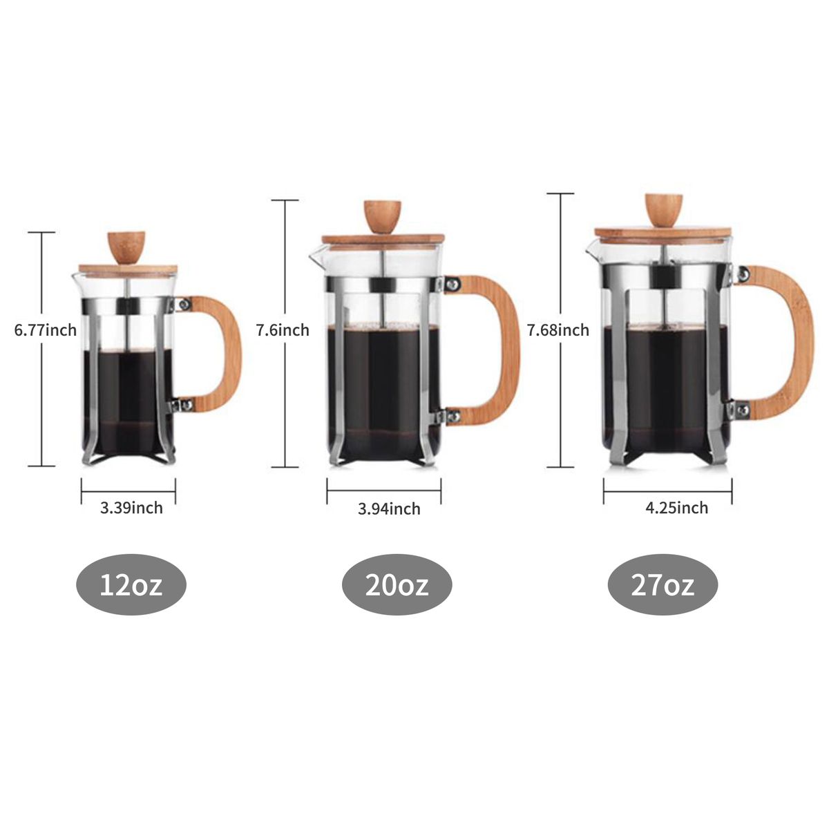 27oz French Press Coffee Maker With Wooden Handle