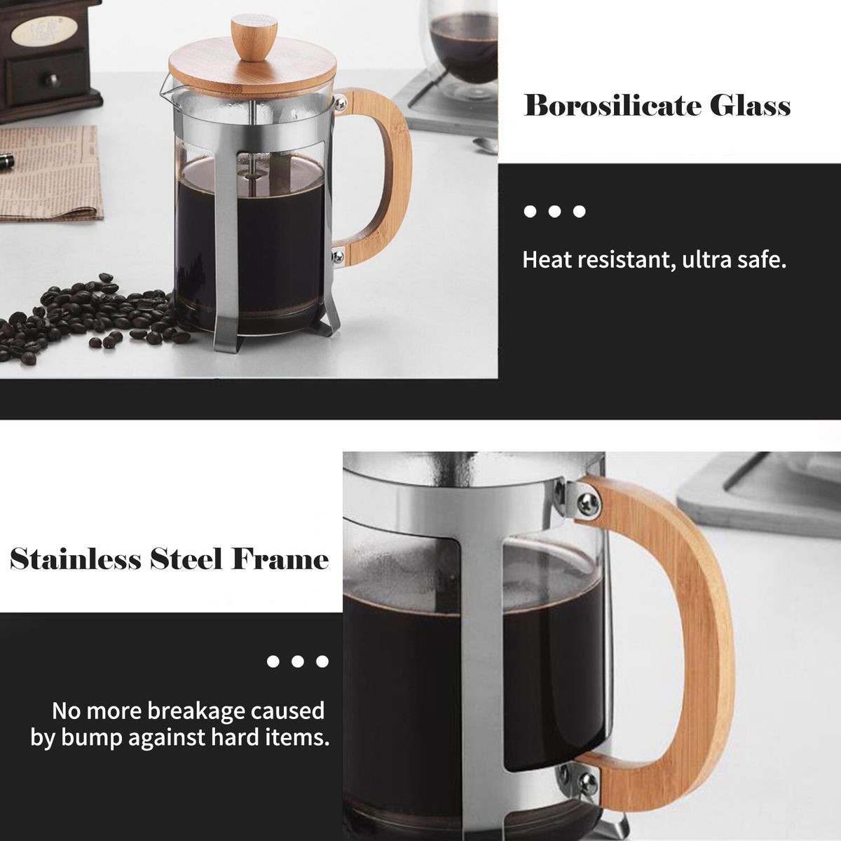 27oz French Press Coffee Maker With Wooden Handle