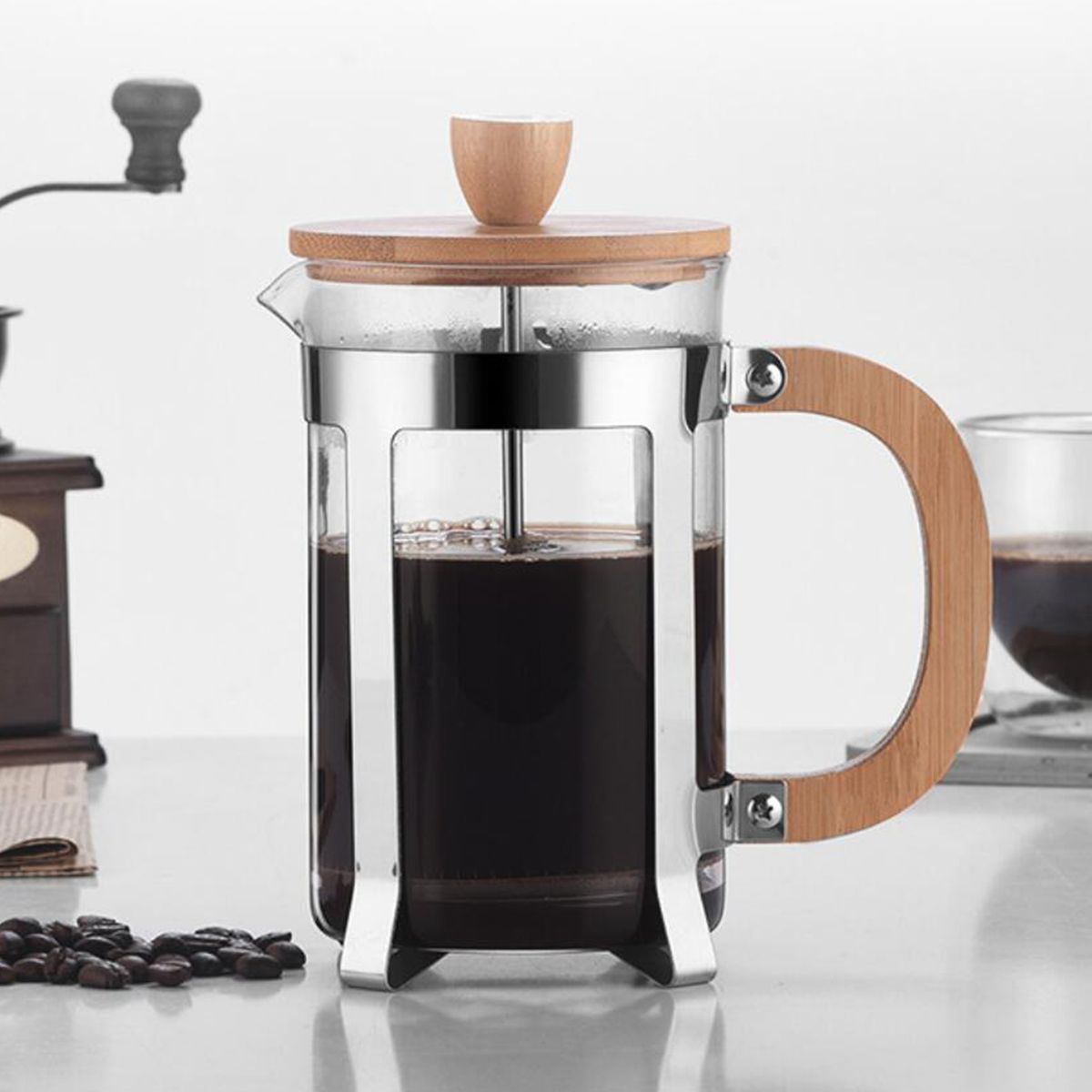 27oz French Press Coffee Maker With Wooden Handle