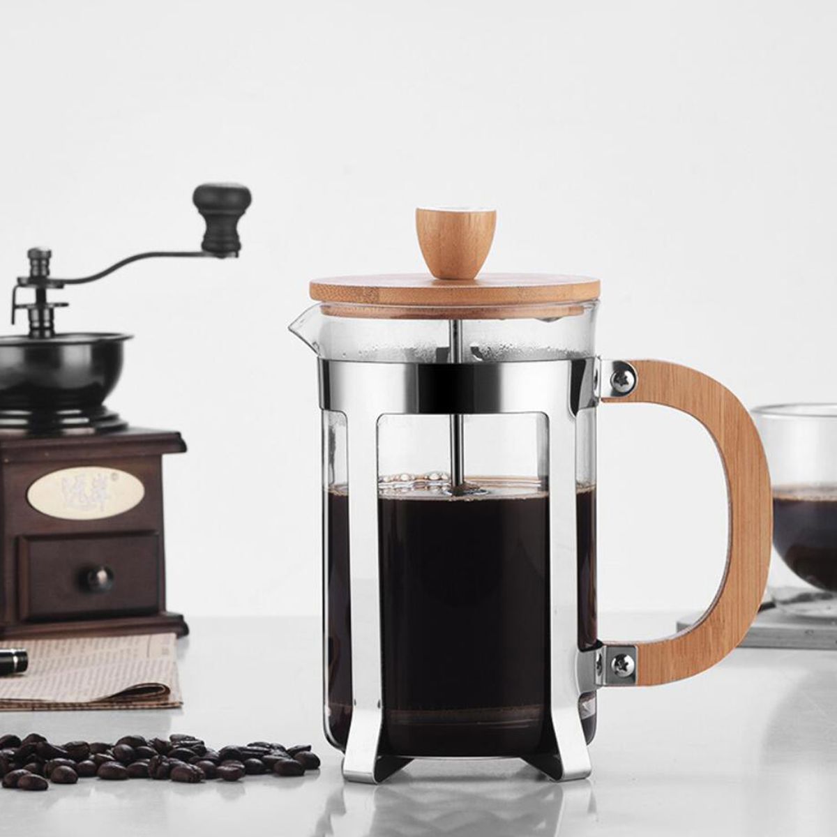 27oz French Press Coffee Maker With Wooden Handle