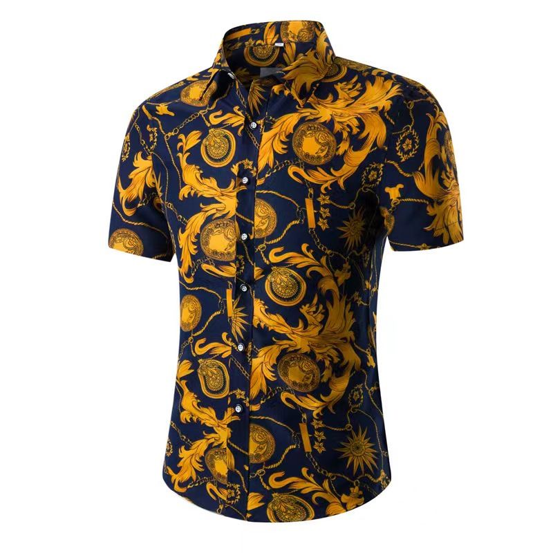 {MijaGrace} Men's Casual Floral Shirt & Shorts Set - Orange