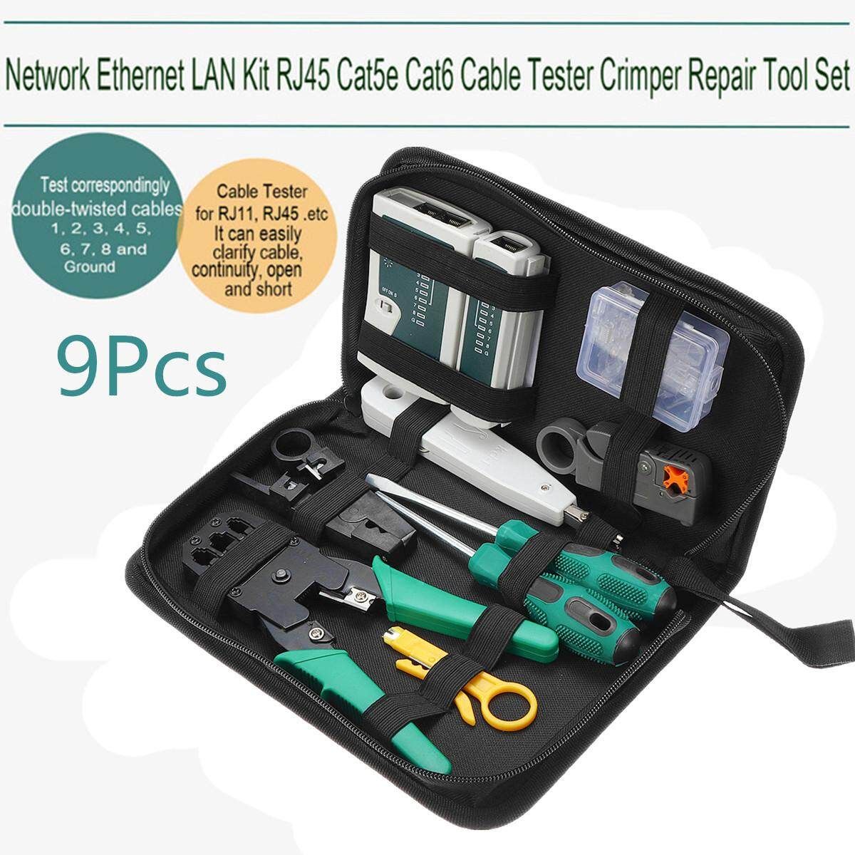 LAN Network Repair Cable Tester Crimper Plier Hand Tool Kit Cat5 RJ45 RJ11 RJ12
