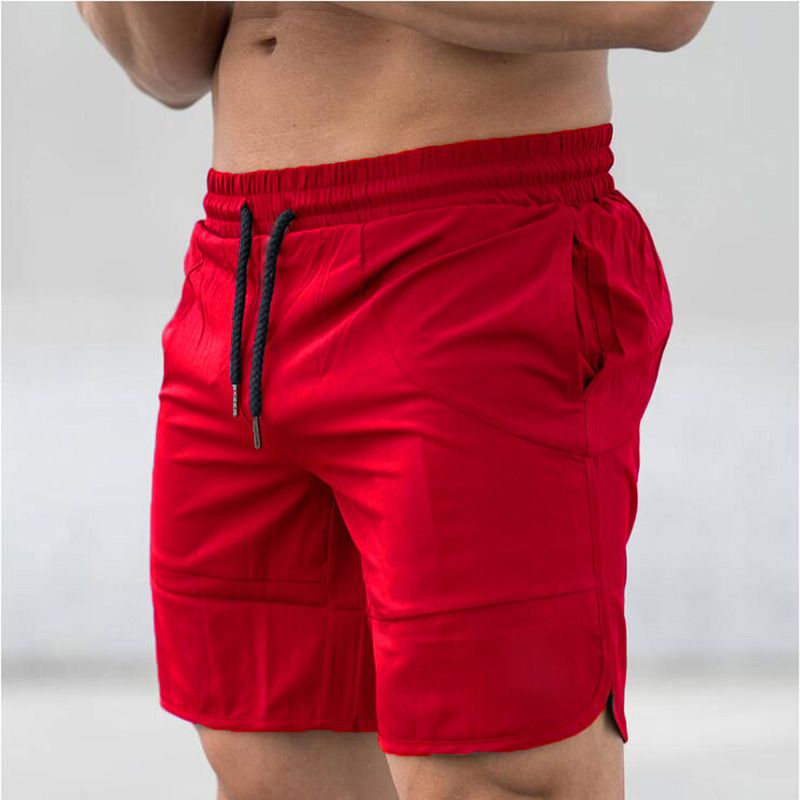 Running Shorts Men Gym Sport Shorts Fitness Training Quick Dry Short Pants High Quty Mens Workout Sport Shorts Beach-Red No Logo