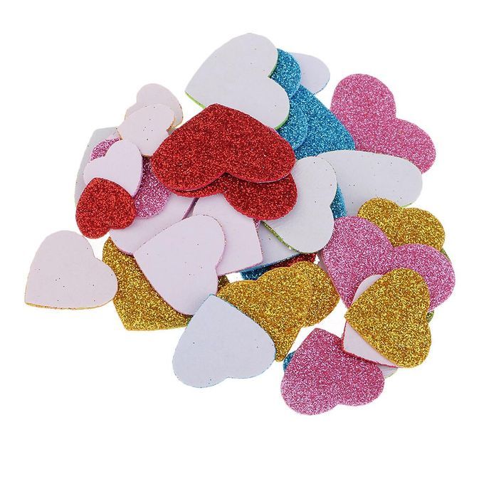50 Pcs Heart Glitter Foam Wall Stickers For Kids Nursery Living Room