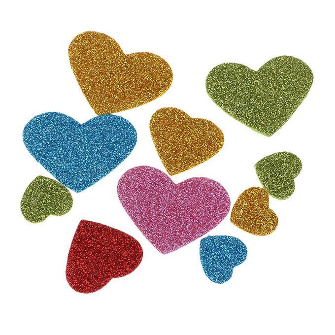 50 Pcs Heart Glitter Foam Wall Stickers For Kids Nursery Living Room