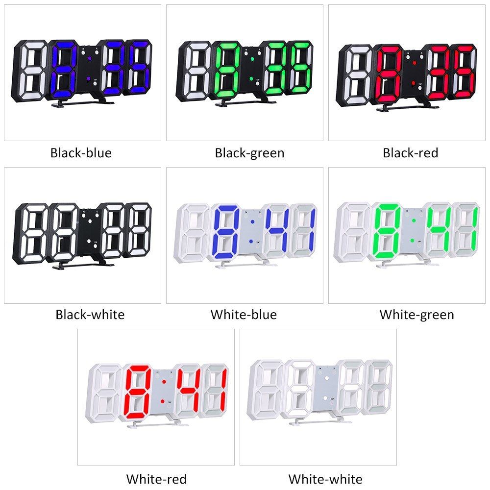 3D LED Digital Clock Glowing Night Mode Brightness