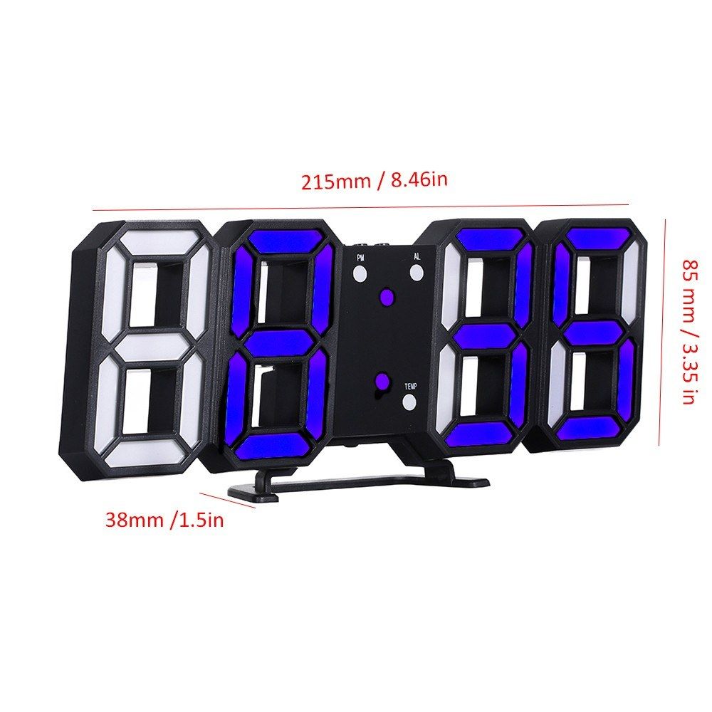 3D LED Digital Clock Glowing Night Mode Brightness