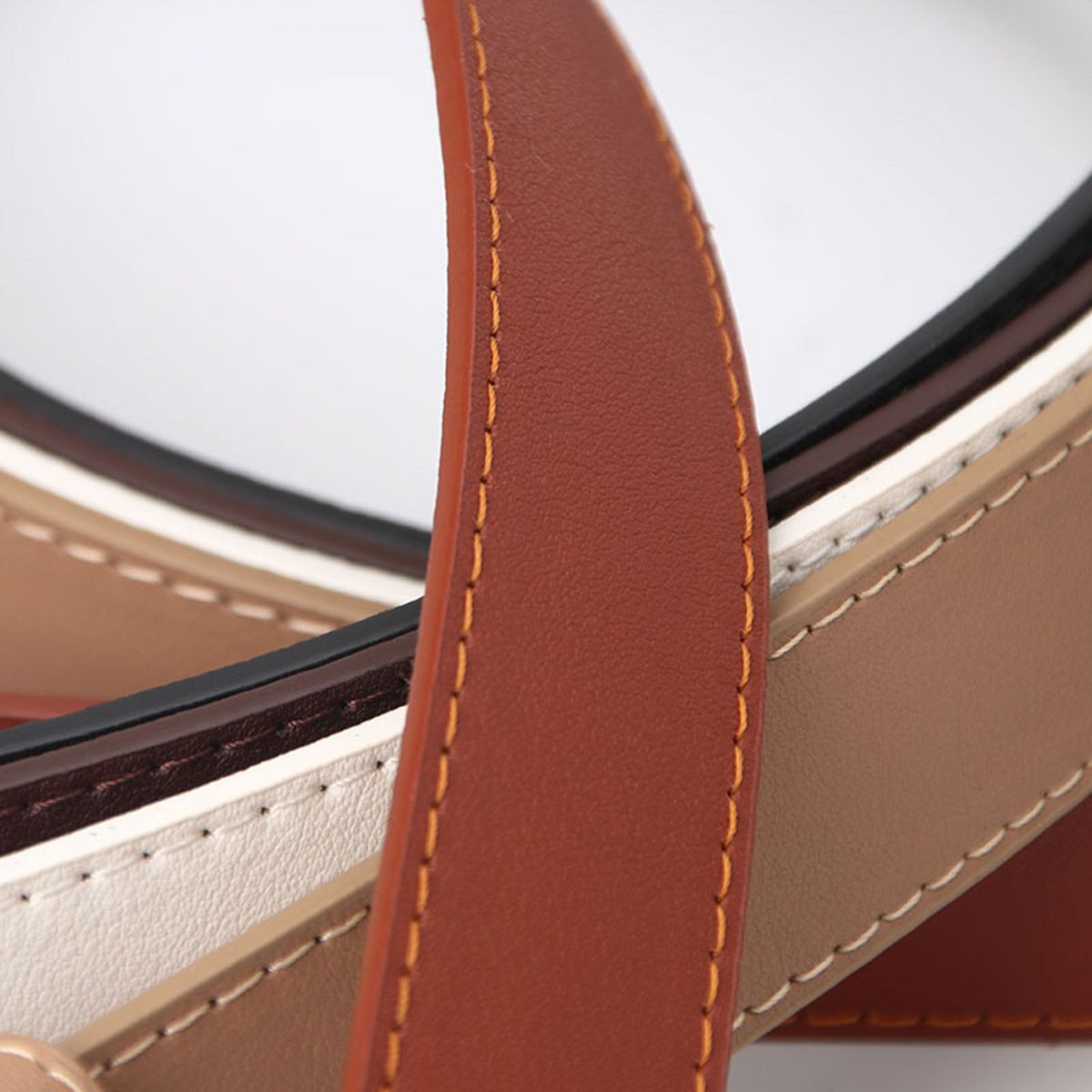 Women Belt PU Leather Vintage Solid D-shaped Buckle