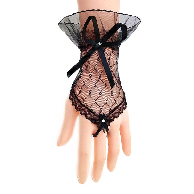 Ladies Bow Sleeves Short Arm Sleeves Lace Wrist Cuffs Brace