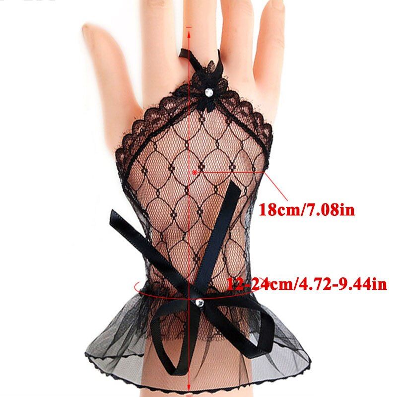 Ladies Bow Sleeves Short Arm Sleeves Lace Wrist Cuffs Brace