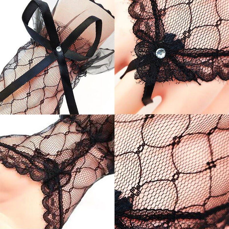 Ladies Bow Sleeves Short Arm Sleeves Lace Wrist Cuffs Brace