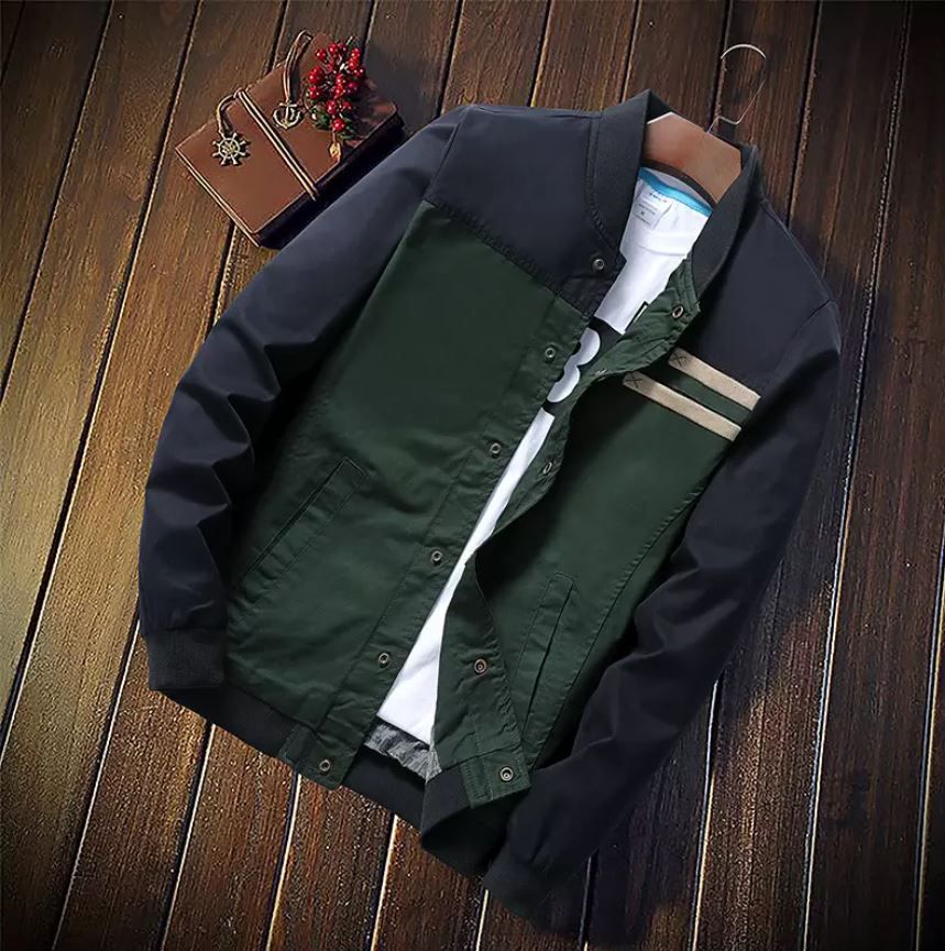 Men's Jacket College Baseball Sports Jacket Sweat Jacket - Black