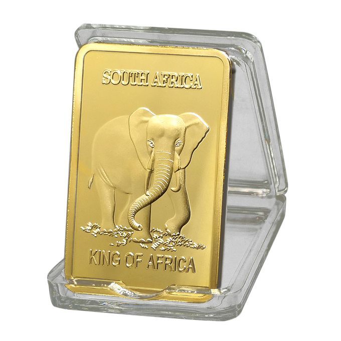 Brass Commemorative Coin South Africa Animal Elephant Figurine