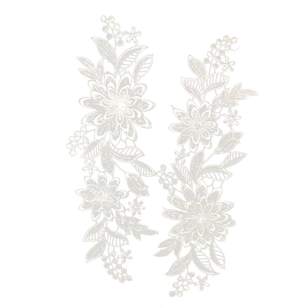 1 Pair White Embroidered Flower Lace Trimming Edging Trim DIY Sewing