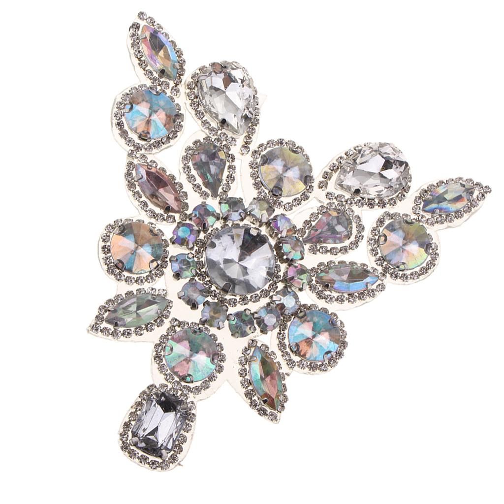 Rhinestone Flower Motif Rhinestone Crystals Applique To