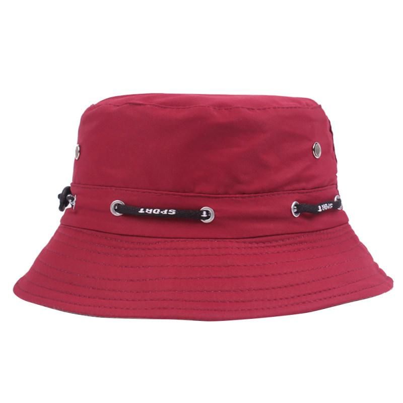 Solid Color Bucket Hat Unisex Outdoor Travel-Rose Red