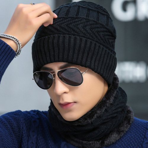 1 Set Beanie Hat Skin-friendly Wear Resistant Knitted-Grey