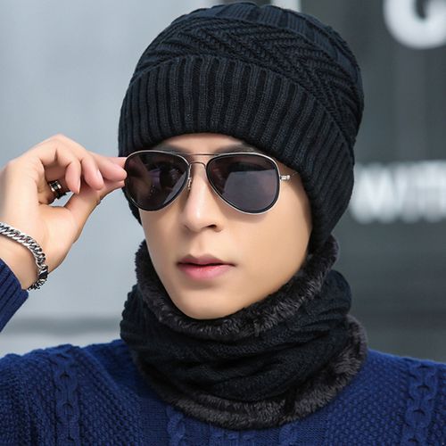1 Set Beanie Hat Skin-friendly Wear Resistant Knitted-Grey