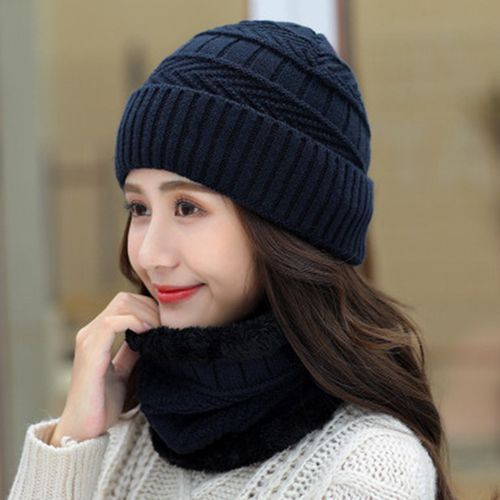 1 Set Beanie Hat Skin-friendly Wear Resistant Knitted-Grey