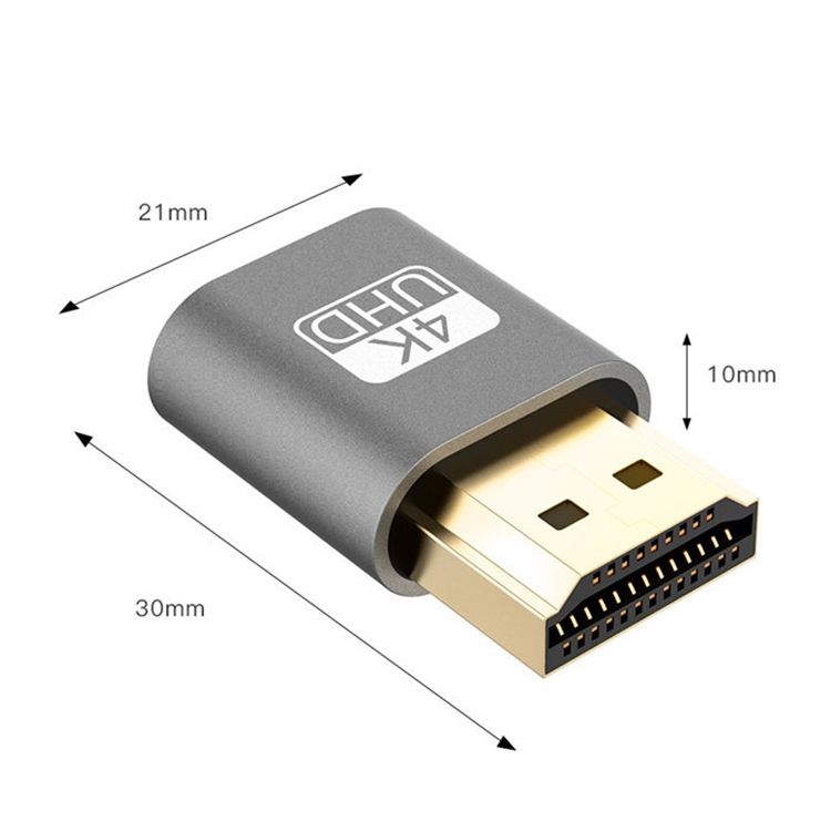 VGA Virtual Display Adapter HDMI 1.4 DDC EDID Dummy Plug Headless Display Emulator (Grey)
