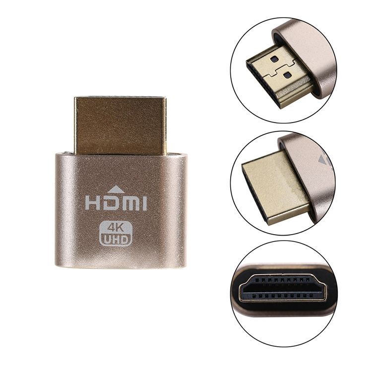 VGA Virtual Display Adapter HDMI 1.4 DDC EDID Dummy Plug Headless Display Emulator (Grey)