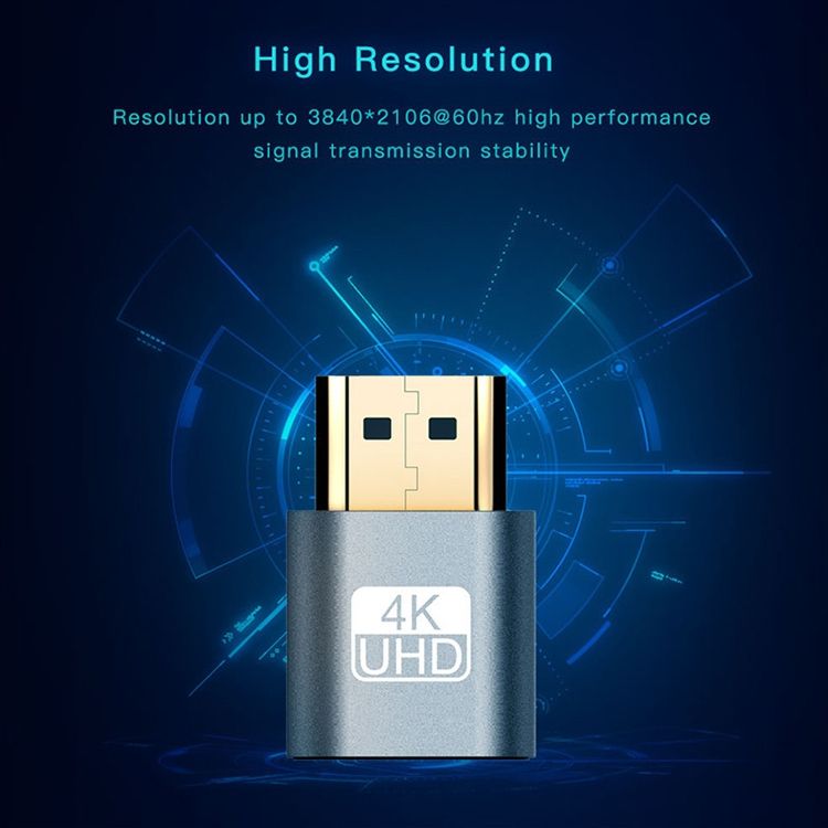 VGA Virtual Display Adapter HDMI 1.4 DDC EDID Dummy Plug Headless Display Emulator (Grey)