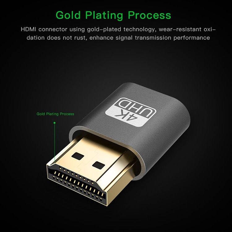 VGA Virtual Display Adapter HDMI 1.4 DDC EDID Dummy Plug Headless Display Emulator (Grey)