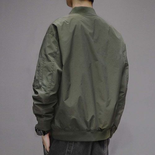 Men Slim Fit Bomber Jacket(Green)