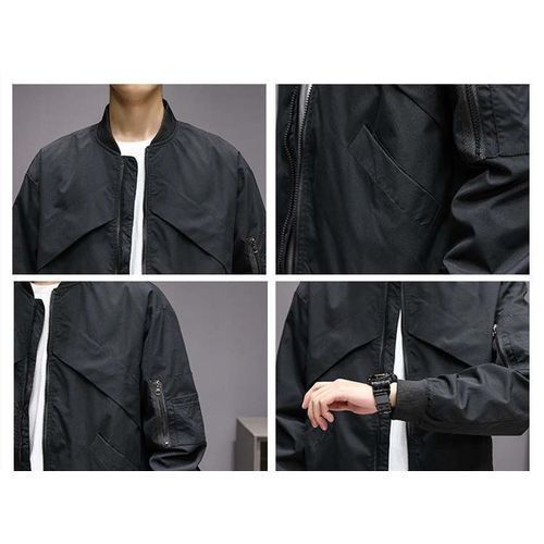 Men Slim Fit Bomber Jacket(Green)