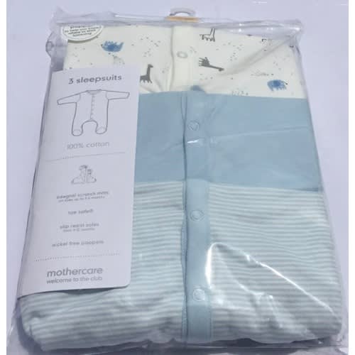 Giraffe Colored Popper Sleepsuit - 3pcs