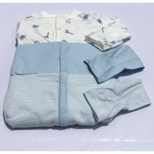 Giraffe Colored Popper Sleepsuit - 3pcs